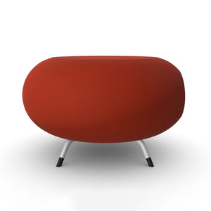 Allermuir pebble is a fun stool with a scalloped edge that can be nestled together. Showing in wine wool upholstery