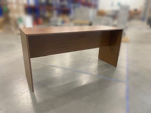 Long rectangular bar height community table. Black walnut finish