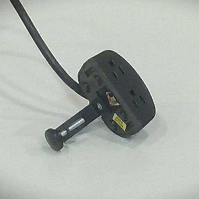 Desk mounted, black, dual power receptical