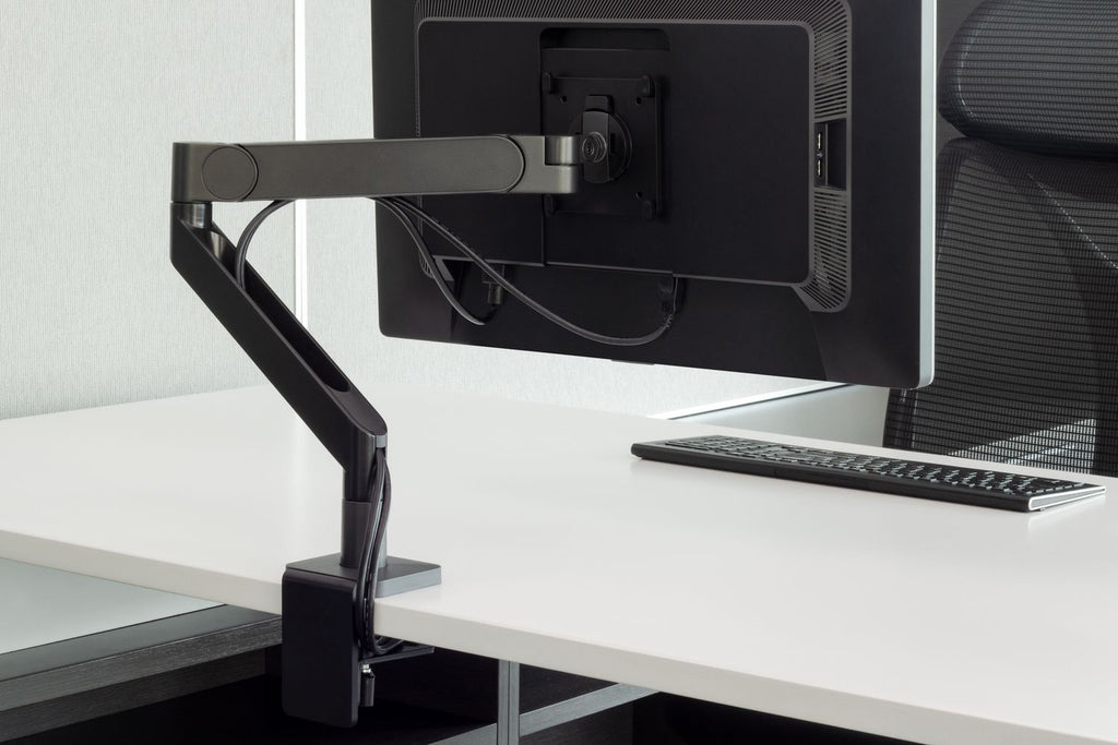 Teknion Swerve fully adjustable single monitor arm with integrated wire management