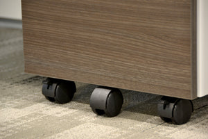 Teknion mobile file pedestal is equipped with 5 casters for easy rolling and increased stability