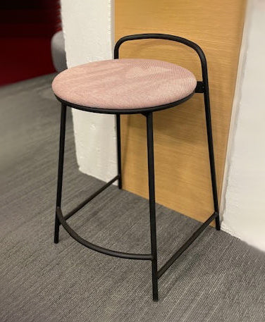 Teknion North 56 Chez counter stool in black metal frame and blush upholstered seat