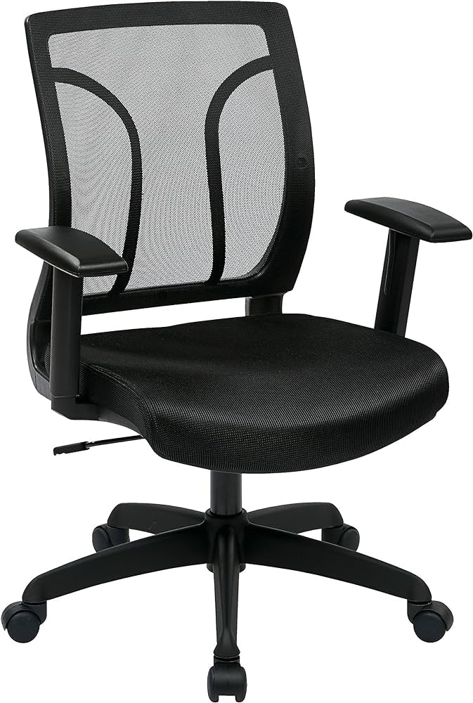 Front view of black Work Smart mesh backrest with built-in lumbar support