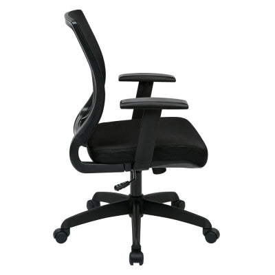 Side view of black Work Smart mesh backrest with built-in lumbar support