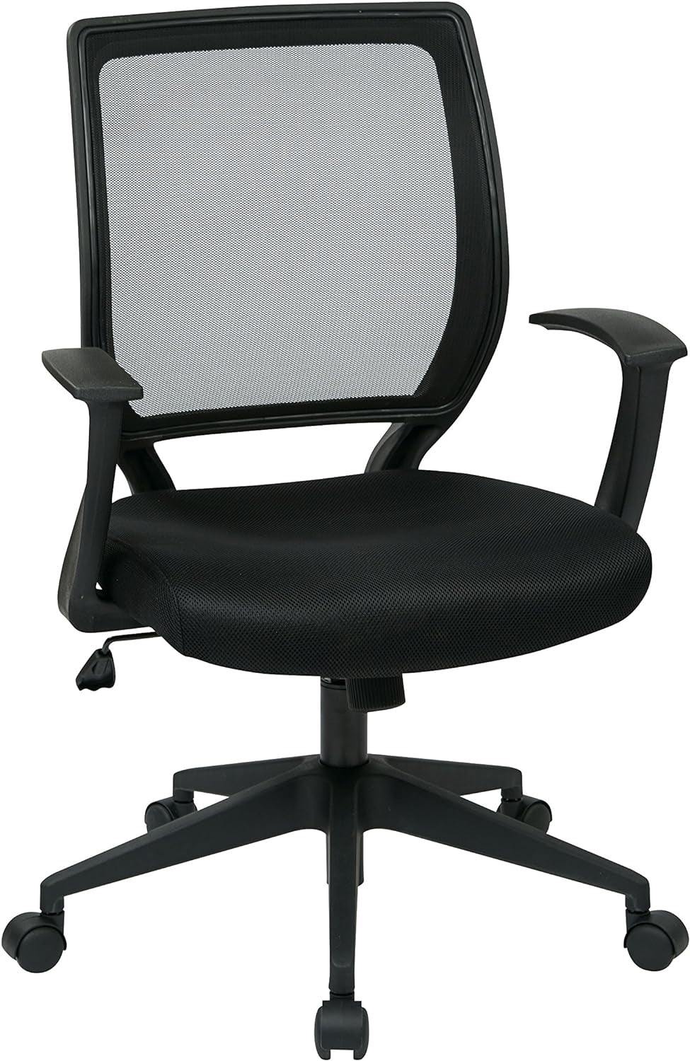 Front view of black Work Smart mesh back task chair